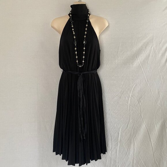 Gorgeous Black Halter Dress with Accordion Pleats – Size 4 – Soft & Elegant - Picture 4 of 16